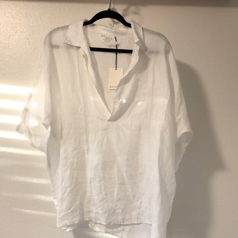 Acacia Taos top, white linen, size small, NWT